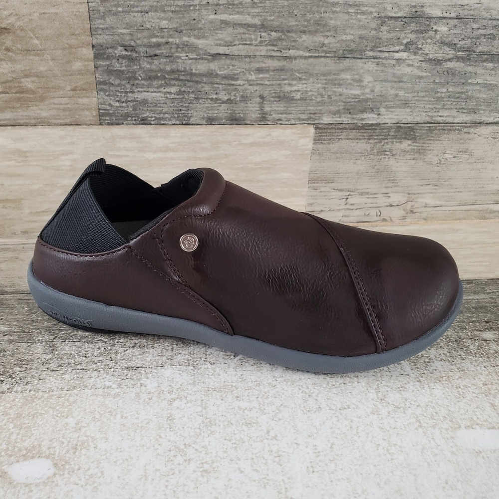 Spenco Brooklyn Convertible Women Shoe Sz 5 W Brown Leather Elastic Gore Slip On